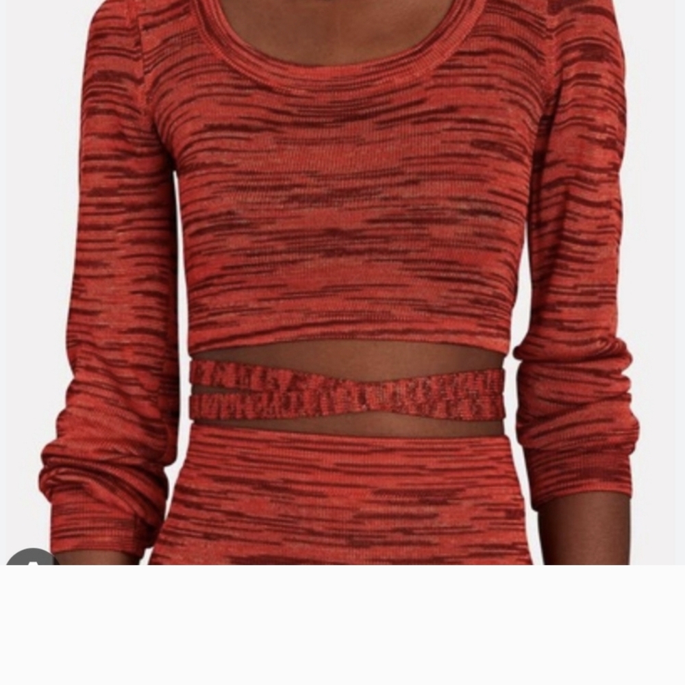 Alexis Loli Space-Dyed Knit Scoop Neck Long Sleeve Crop Top Women's Size Medium
